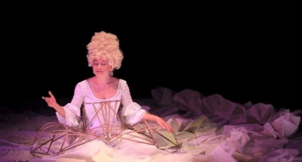 Sylvia Milo as Nannerl Mozart in the 18-foot-wide dress that serves as the play's central metaphor.